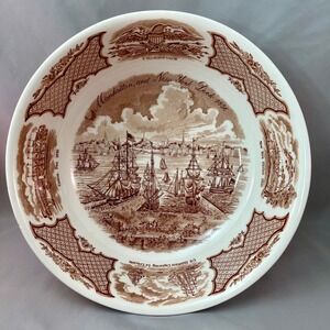 Alfred Meakin Fair Winds Bowl 10in Brown Excellent Historical Maritime